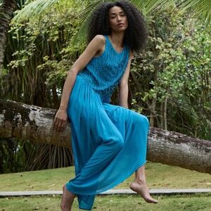 Doen Heirloom Danyala Dress in Blue Gratto Size L NWT